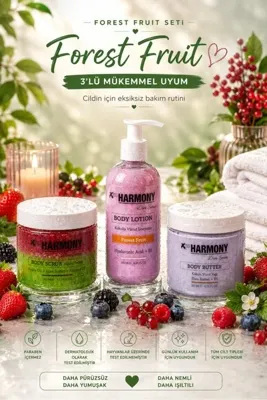 PROHARMONY Forest Fruit Ritüeli 3’lü Vücut Bakım Seti 750 ml | Body Scrub + Body Lotion + Body Butter