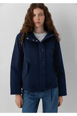 Mavi Kapüşonlu Lacivert Ceket Loose Fit / Bol Rahat Kesim 1110877-86623