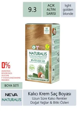 NEVA KOZMETİK Naturalis Saç Boyası 9.3 Açık Altın Sarısı %100 Vegan