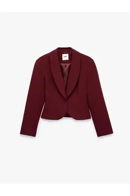 Koton Düğmeli Geniş Yaka Uzun Kollu Crop Blazer Ceket