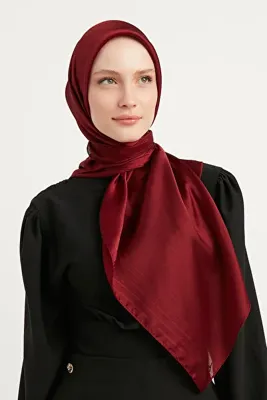 Şaless Tesettür Kadın Janjan-janjanlı Krinkıl Abiye Eşarp-bordo- 100x100cm