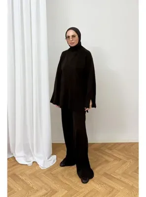 Melike Tatar Üçlü Triko Takım 32-5501 KAHVERENGİ
