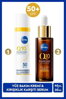 Nivea Luminous630 Skin Glow Anında Aydınlatıcı Cilt Serumu 30ml ve Q10 Kırışıklık Karşıtı Serum 30ml, Bakım Seti