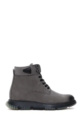 Derimod Erkek Gri Nubuk Deri Fermuarlı Casual Bot