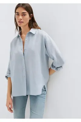 Mavi Açık Keten Gömlek Loose Fit / Bol Rahat Kesim 1210747-70802