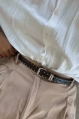 keisy Mia Zımbalı İnce Gümüş Tokalı Kemer