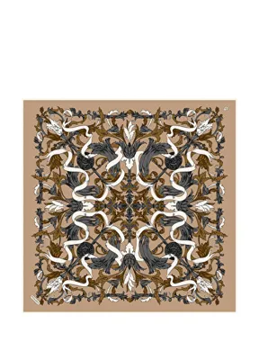 Poanes Barok Kurdele Desenli Twill İpek Kadın Eşarp