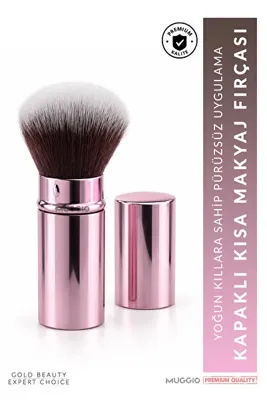 Muggio Kapaklı Kısa Premium Makyaj Fırçası – Allık, Pudra ve Bronzer Fırçası