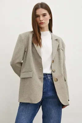 Never more Ekose Blazer Ceket Kahve