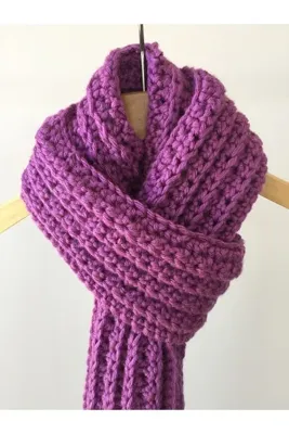 Mora Örgü Mora Knit Atkı El Örgüsü Yünlü Koyu Lila Özel Iplik Atkı(240G)