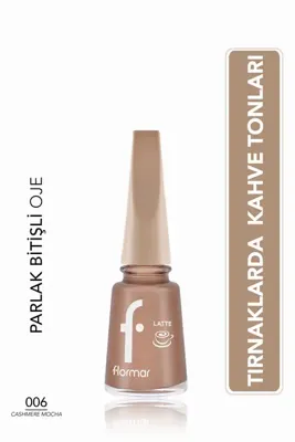 Flormar Yoğun Pigmentli & Kahve Tonlu Parlak Bitişli Oje Latte 006 Cashmere Mocha