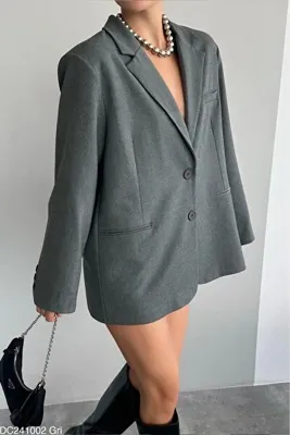 Lupies Kadın Gri Maskülen Oversize Blazer Ceket