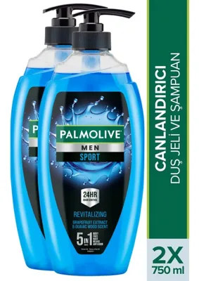 PALMOLIVE Palmolive Men Sport 5'i 1 Arada Erkek Duş Jeli 750 ml x 2 Adet