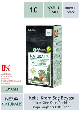NEVA KOZMETİK Naturalis Saç Boyası 1.0 Yoğun Siyah %100 Vegan