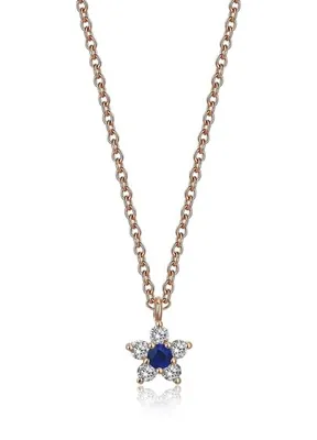 Reis Kuyumculuk Cemre Safir Pırlanta Taşlı 14 Ayar Rose Gold Kadın Kolye