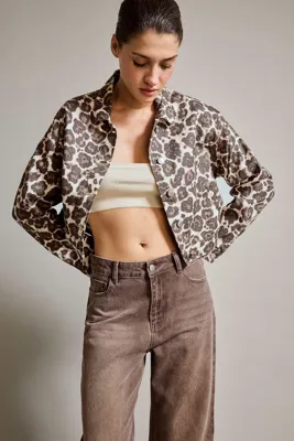 Defacto %100 Pamuk Leopar Desenli Düğmeli Denim Ceket