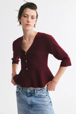 H&M Peplumlu İnce Triko Hırka