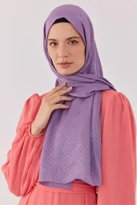 MİRSOY SCARF Halka Desen Parlak Jakar Şal - Lavanta