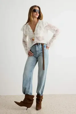TRENDYOLMİLLA Premium Mavi Tencel Karışımlı Yüksek Bel Straight Jeans TWOAW27JE00200