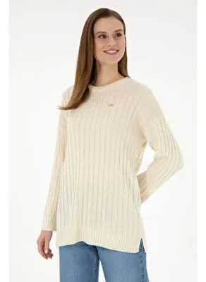 U.S. Polo Assn. Kadın Krem Bisiklet Yaka Kazak 50297092-VR071