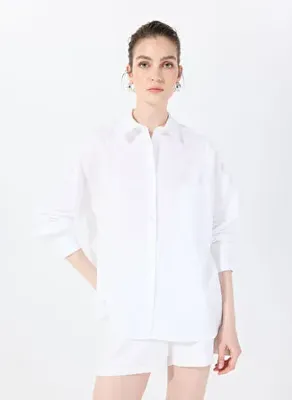 Sorbe Beyaz Kadın Bol Kesim Gömlek THE CUT OUT SHIRT 4020