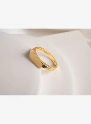 Safir Mücevher Altın Dikdörtgen Sade Yüzük