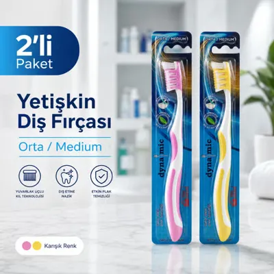 dynamic Premium Care Medium Orta Diş Fırçası 2 Adet Tekli Ambalajlı Karışık Renk