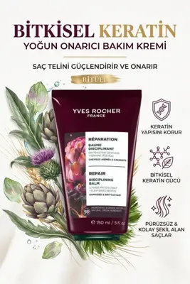 Yves Rocher Bitkisel Keratin Onarıcı ve Şekillendirici Saç Bakım Kremi 150 ml