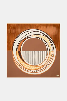 Vakko TURUNCU GEOMETRİK DESENLİ TWILL EŞARP