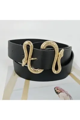 BRAND&BELT Svk0027 Yılan Tokalı Gold Renkli Deri Kemer