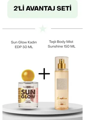 WeMara Sun Glow Kadın Edp 50 ml + Wemara Taşlı Body Mist  Sunshine Gri Taş