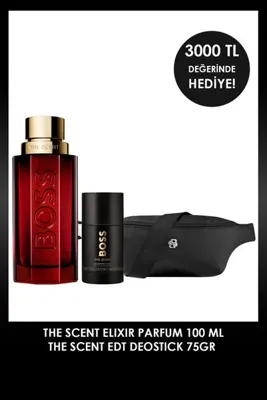 BOSS The Scent Elixir For Him 100 ml Erkek Parfüm + The Scent EDT 75 gr Deodorant Stick + Çanta Erkek Parfüm Set