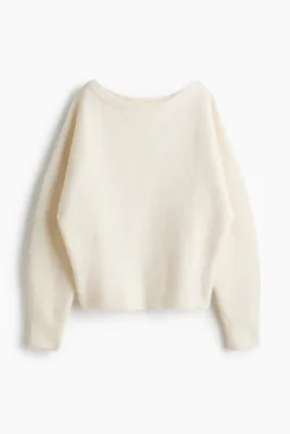 H&M Kayık Yakalı ve Tüylü Kazak