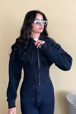 Noa&Noa Korse Manşet Crop Ceket LACİVERT