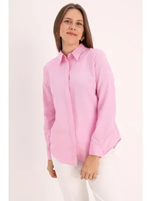 ALLDAY Pembe Basic Gizli Patlı Gömlek
