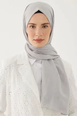 MİRSOY SCARF Düz Pamuk Şal- Açık Gri