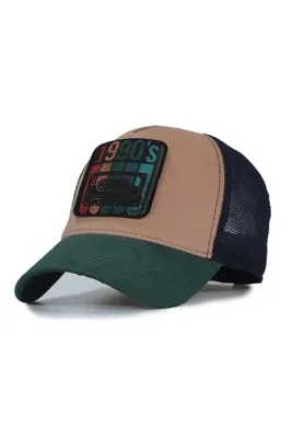 Trucker 1990's Renkli Model Fileli Şapka - Değiştirilebilir Deri Patch