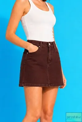 Proshine Yüksek Bel Kot Etek Kadın – Mini Boy Denim Etek Günlük & Şık