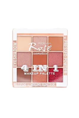 Roesıa Rose Cosmetics Rose 4IN1 3 Katlı Makyaj Seti & Göz Farı, Aydınlatıcı, Allık, Pudra