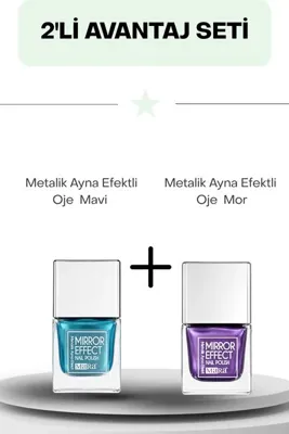 Wemara Metalik Ayna Efektli Oje Mavi 15 ML & Mor 15 ML
