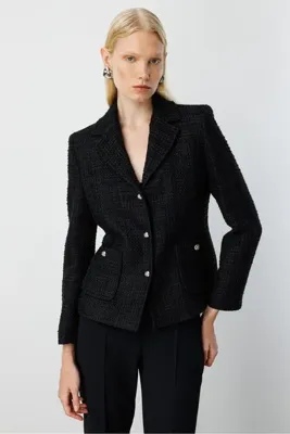Moda İlgi Modailgi Mono Yaka Torba Cepli Kısa Astarlı Ceket Siyah