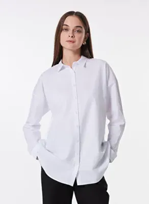 Limon Beyaz Kadın Relaxed Gömlek ML4WL-GML9013