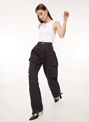 Moschino Jeans Yüksek Bel Siyah Kadın Pantolon A0311