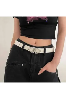 Aksabeltchokers 3.cm Beyaz renk y2 tarzı şık kadın kemeri