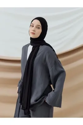 Modakaşmir Penye Şal kenarları dikişli siyah