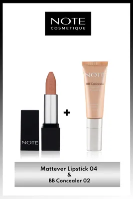 Note Cosmetics Mattever Ruj 04 - Nude & Bb Concealer 02 Spf 15 Göz Altı Kapatıcısı Makyaj Seti