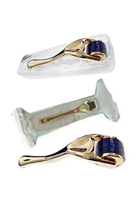 Byanes Srs 0.50mm Gold Dermaroller Masaj Aleti 540 Iğneli Mavi Su Serum Tarağı Saç, Yüz, Vücut