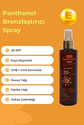Panthenol Bronzlaştırıcı Ve Koruyucu Yağ Sprey 20 Spf