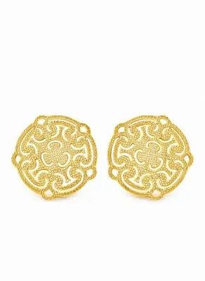 Treasure&Co. Altın Kaplama Vintage Desen Küpe