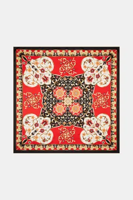 Vakko KIRMIZI ÇİÇEK DESENLİ TWILL EŞARP